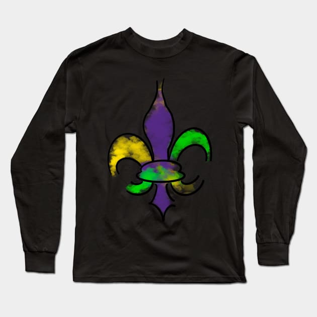 Mardi Gras Fleur De Lis Long Sleeve T-Shirt by Stephanie Kennedy 